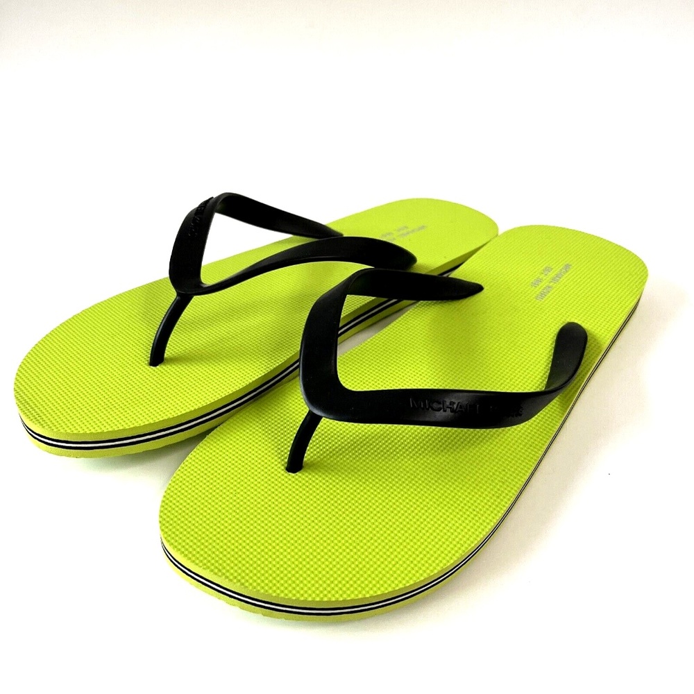 NWOB MICHAEL KORS Men Flip Flop Sandals Size 11 Green RX21K Flats Rubber Pool